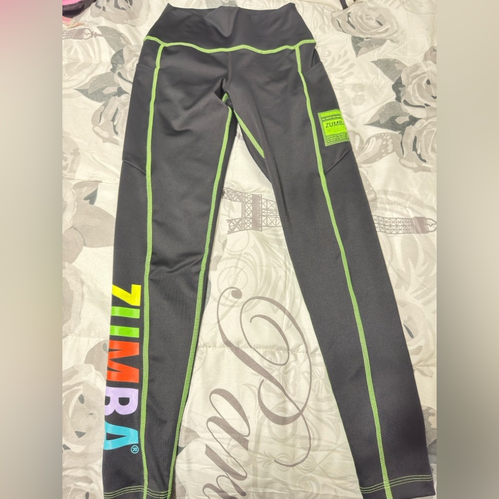 Zumba Fitness Black Leggings with Multicolor Logo